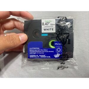 Laminated Tape 12mm 0.47 white / Black compatible with brother New